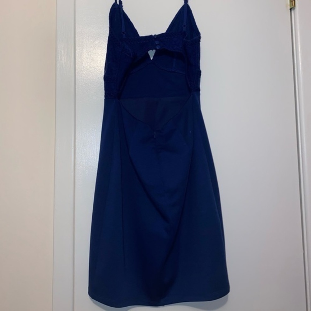 Lulu's Navy Blue Lace Midi Dress - Picture 6 of 6